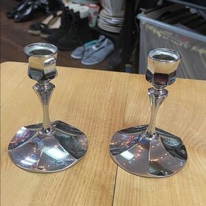 Vintage Elegant Silver/Chrome Colored  Candlestick Holders